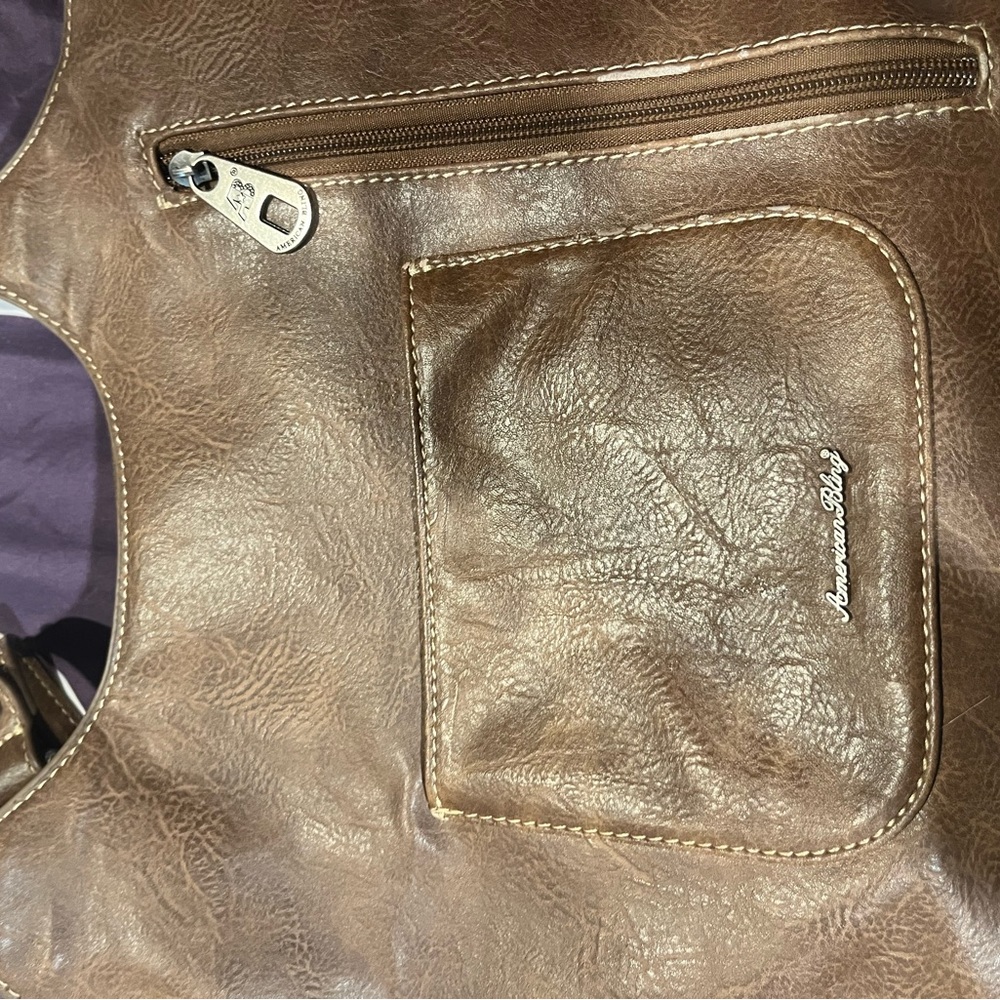 Boho Chic Brown Embroidered Shoulder Bag and Wallet Set - Picture 13 of 14